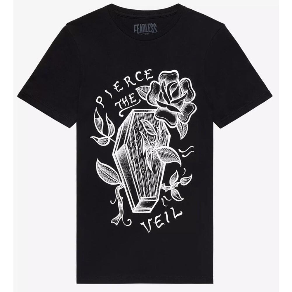 Pierce The Veil T Shirt Coffin Roses Women XL Fearless Records